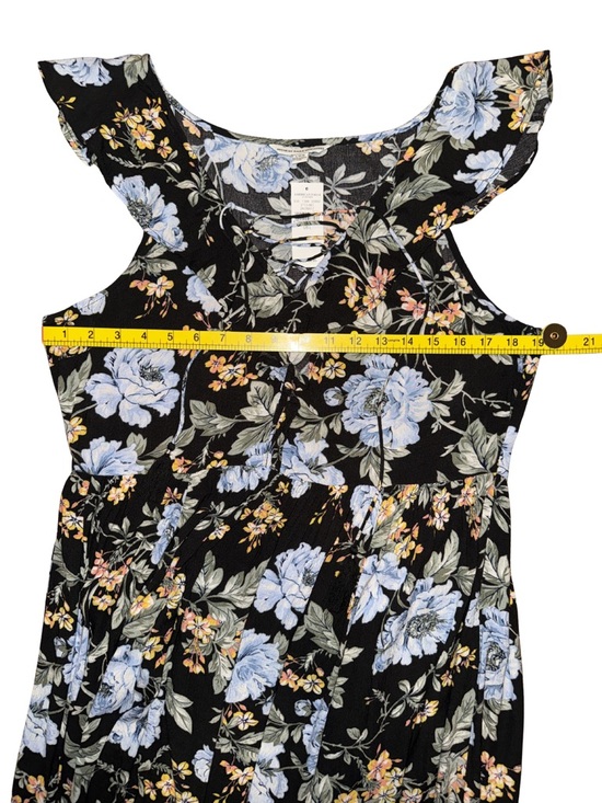 American Eagle Outfitters Black Maxi Dress with Blue and Yellow Floral Print - Picture 9 of 12